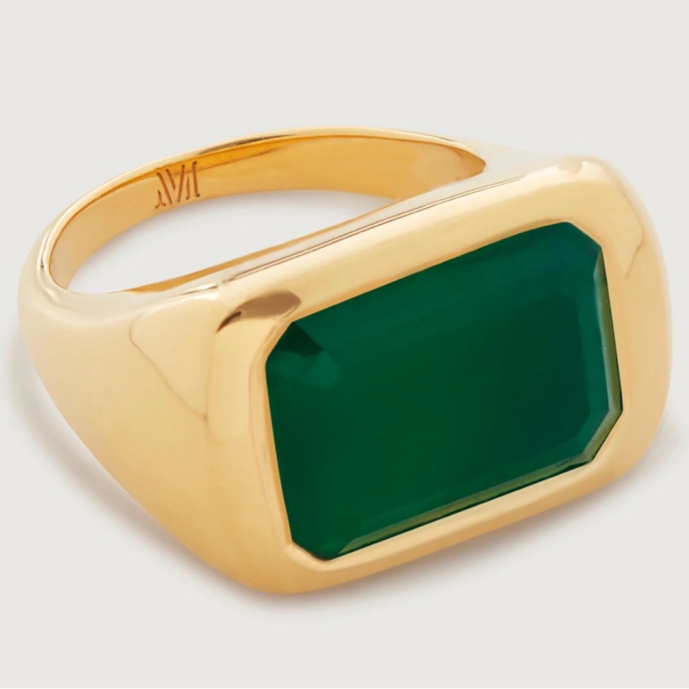Monica Vinder Gold Ring with Emerald Green Accent